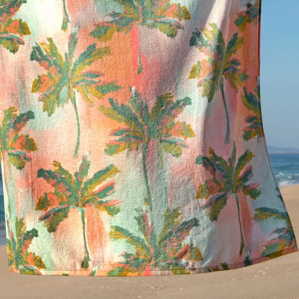 Becquet Drap de plage motif palmiers - 400 g/m²< Serviette De Plage, Fouta|Serviette De Bain Fantaisie