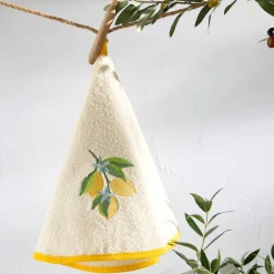 Becquet Essuie-mains rond brodé citrons – CRÉATION< Idées Cuisine|Idées Cuisine