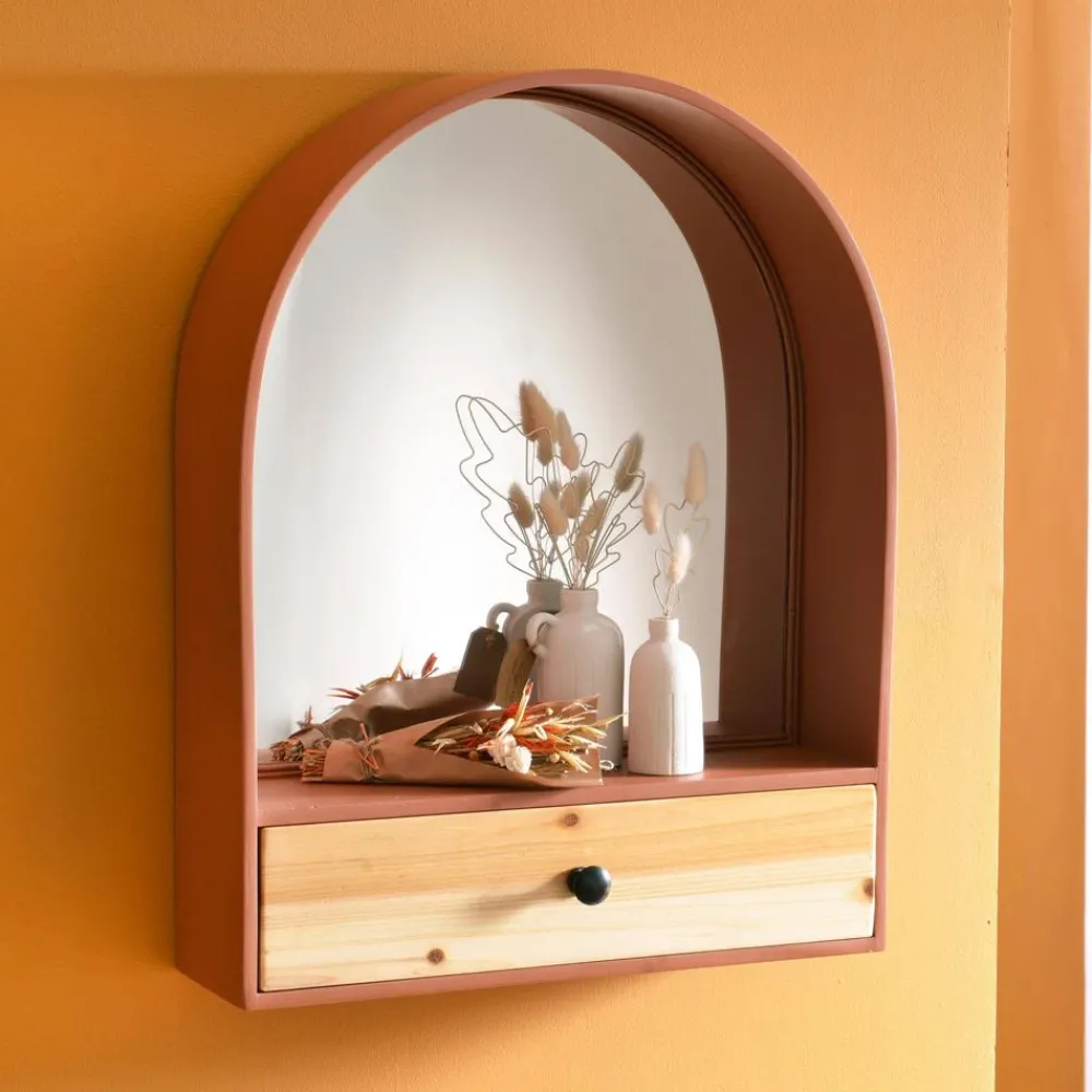Becquet Etagère murale avec miroir< Rangement, Gain De Place|Meuble, Étagère