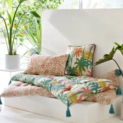 Becquet Futon motif palmiers - CRÉATION< Rideau Et Déco Textile|Pouf, Matelas, Futon