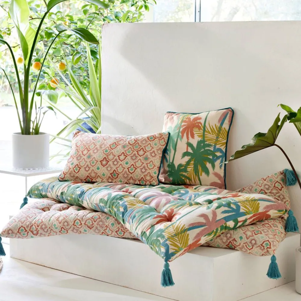 Becquet Futon motif palmiers - CRÉATION< Rideau Et Déco Textile|Pouf, Matelas, Futon