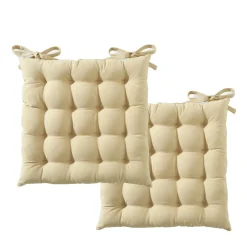Becquet Galette de chaise capitonnée carrée - Lot de 2< Décoration Textile Unie|Galette De Chaise, Housse De Chaise