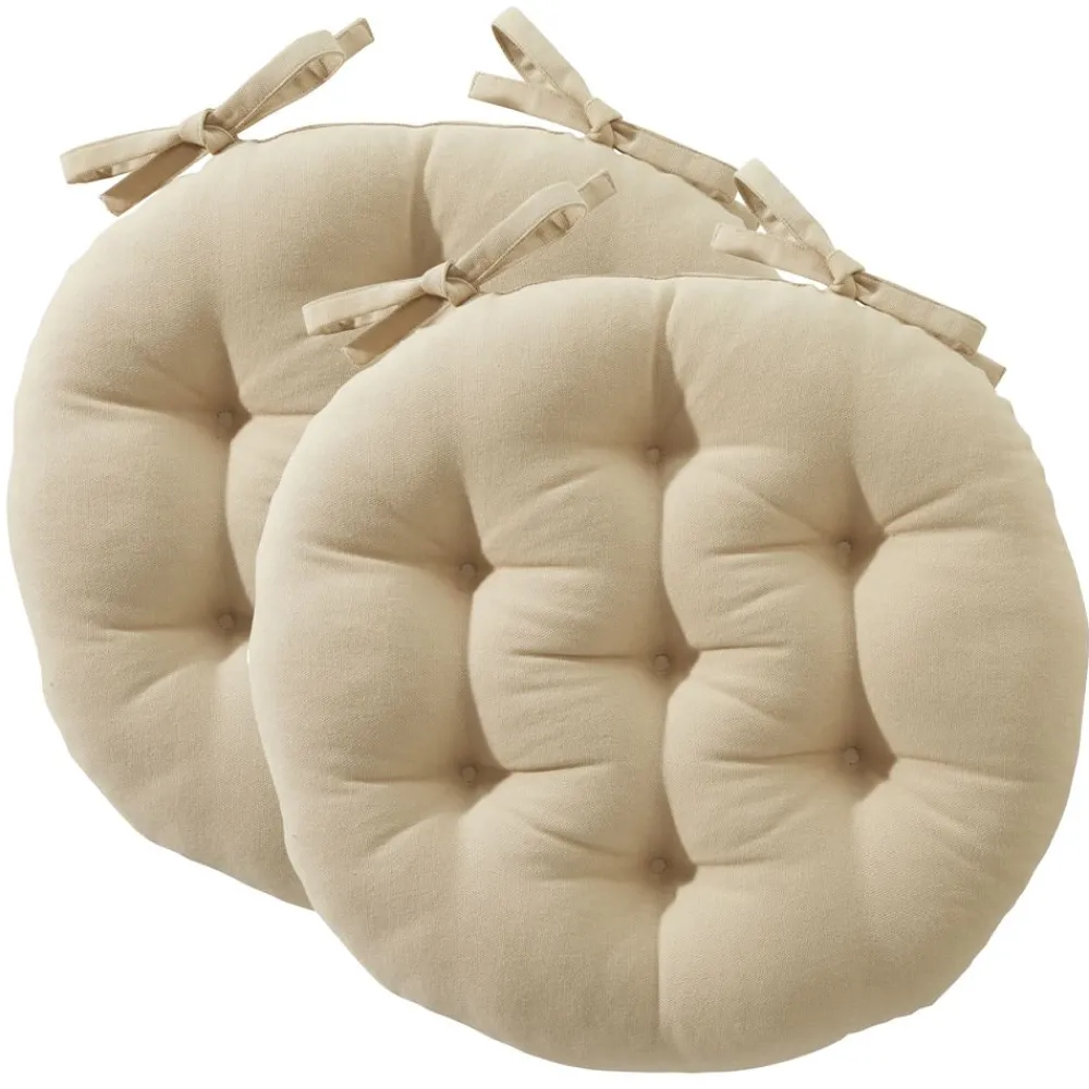 Becquet Galette de chaise capitonnée ronde - Lot de 2< Rideau Et Déco Textile|Décoration Textile Unie