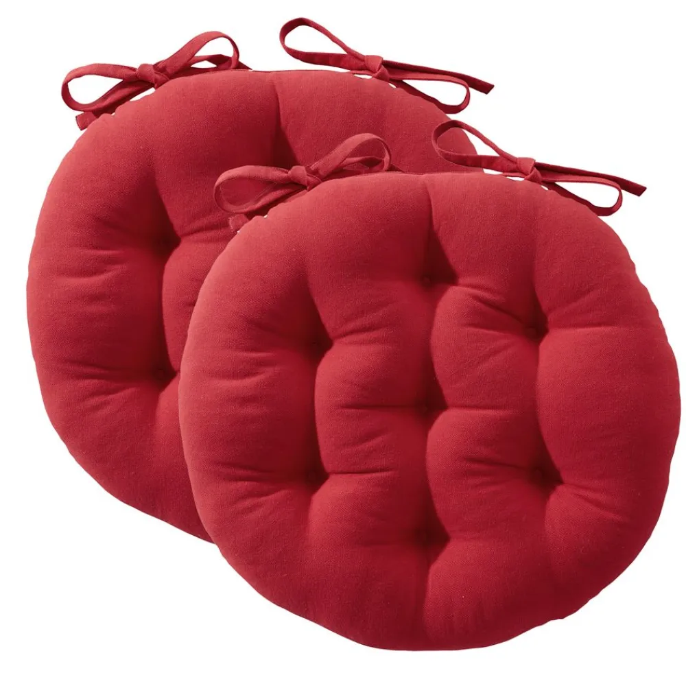 Becquet Galette de chaise capitonnée ronde - Lot de 2< Rideau Et Déco Textile|Décoration Textile Unie