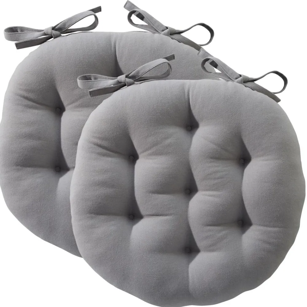 Becquet Galette de chaise capitonnée ronde - Lot de 2< Rideau Et Déco Textile|Décoration Textile Unie
