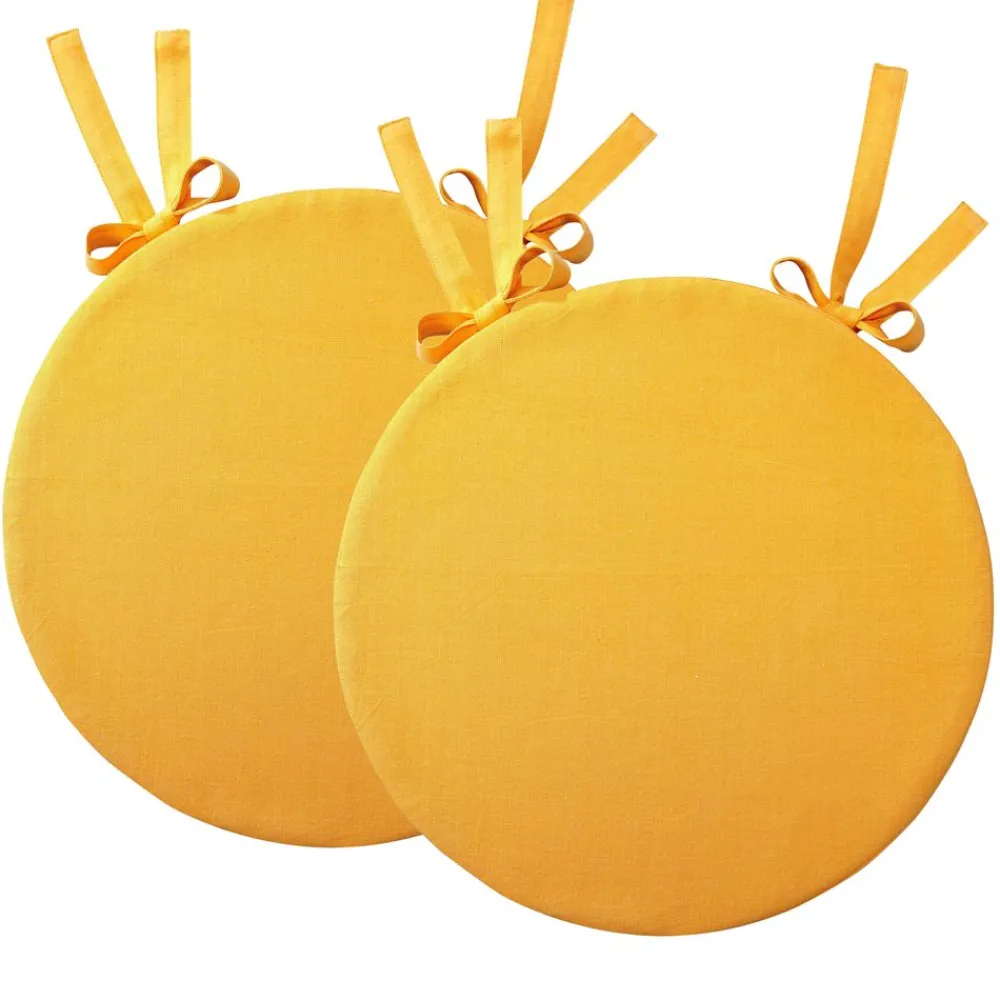 Becquet Galette de chaise enduite ronde spécial extérieur - Lot de 2< Rideau Et Déco Textile|Décoration Textile Unie