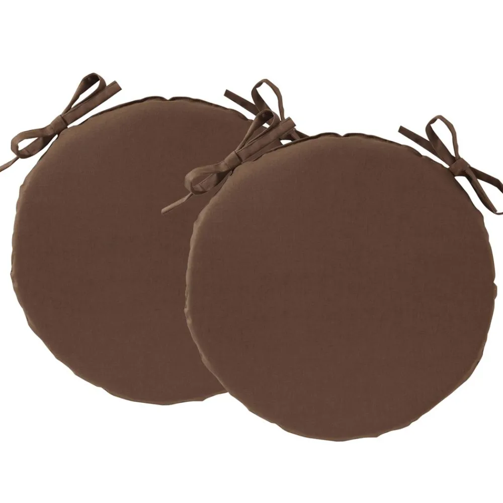 Becquet Galette de chaise enduite ronde spécial extérieur - Lot de 2< Rideau Et Déco Textile|Décoration Textile Unie