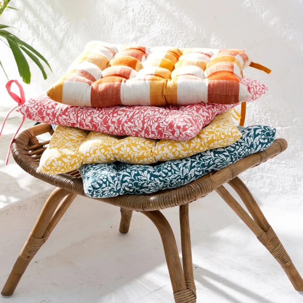 Becquet Galette de chaise motif fleurettes - CRÉATION< Rideau Et Déco Textile|Galette De Chaise, Housse De Chaise