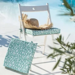 Becquet Galette de chaise petits motifs spécial extérieur< Rideau Et Déco Textile|Galette De Chaise, Housse De Chaise