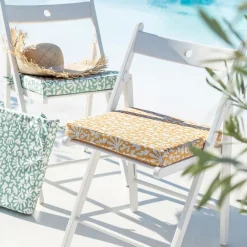 Becquet Galette de chaise petits motifs spécial extérieur< Rideau Et Déco Textile|Galette De Chaise, Housse De Chaise