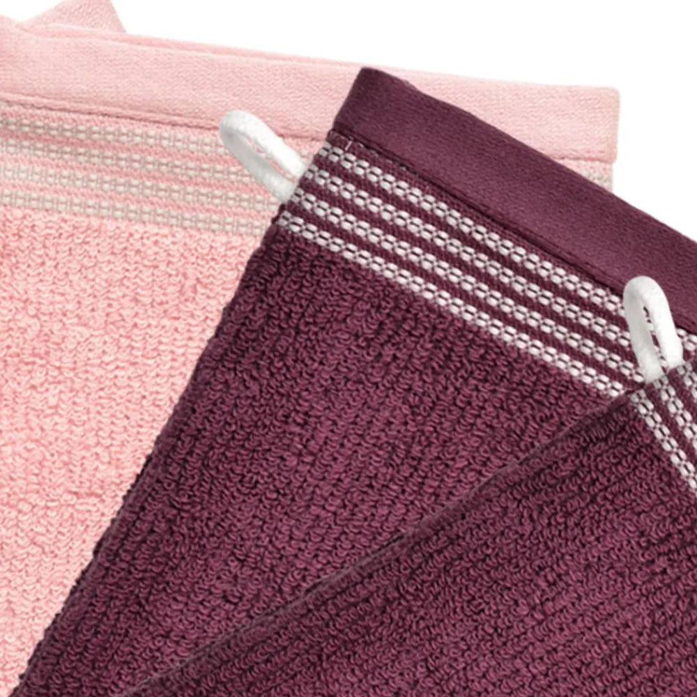 Becquet Gants de toilette unis, rayure brodée - Lot de 6< Serviette De Bain Unie|Les Matières