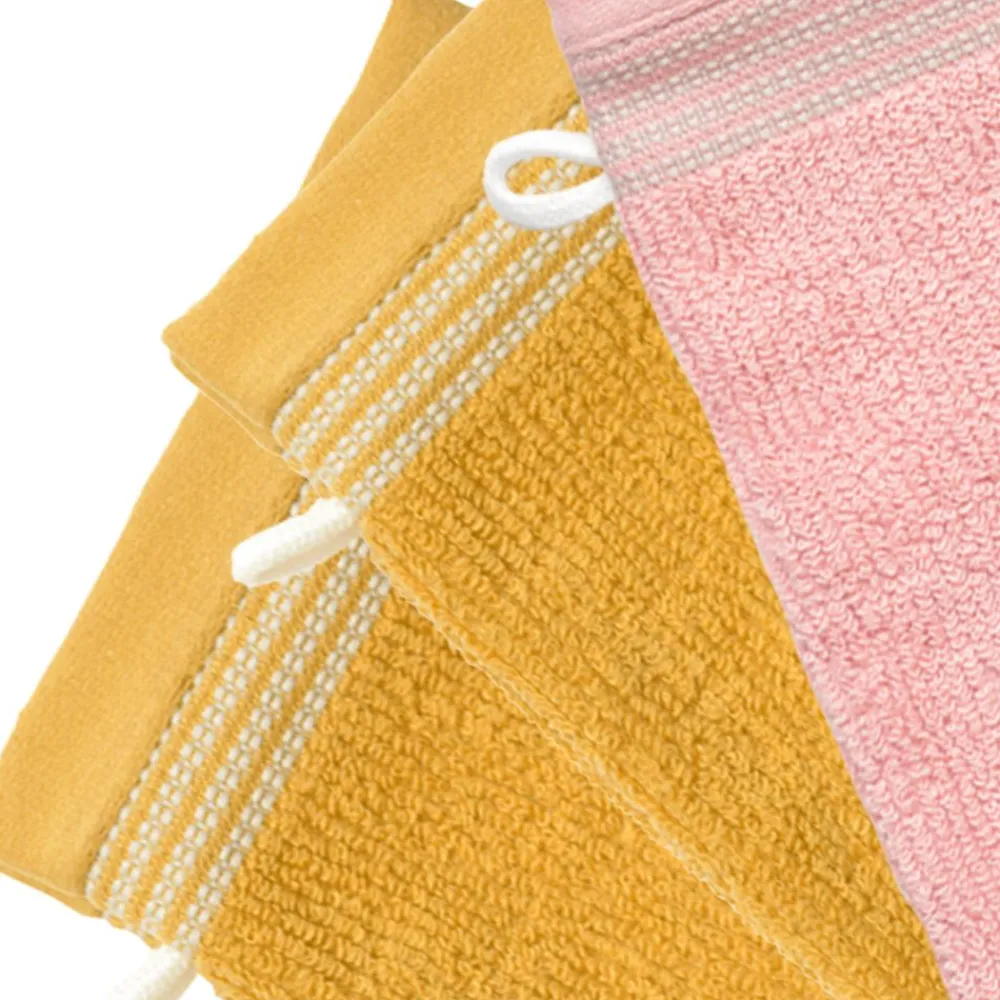 Becquet Gants de toilette unis, rayure brodée - Lot de 6< Serviette De Bain Unie|Les Matières