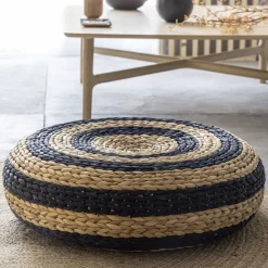 Becquet Grand pouf rond tressé< Meuble, Étagère|Décoration