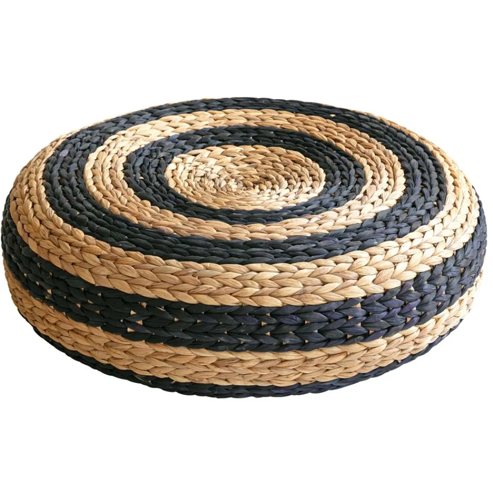 Becquet Grand pouf rond tressé< Meuble, Étagère|Décoration