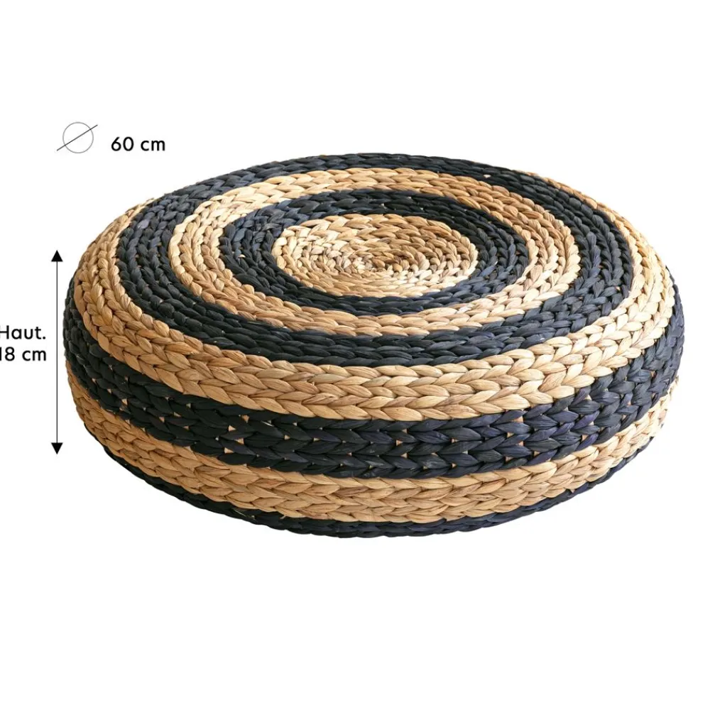 Becquet Grand pouf rond tressé< Meuble, Étagère|Décoration