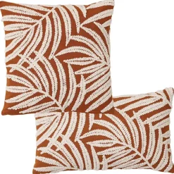 Becquet Housse coussin brodée motif feuilles< Rideau Et Déco Textile|Coussin, Housse De Coussin
