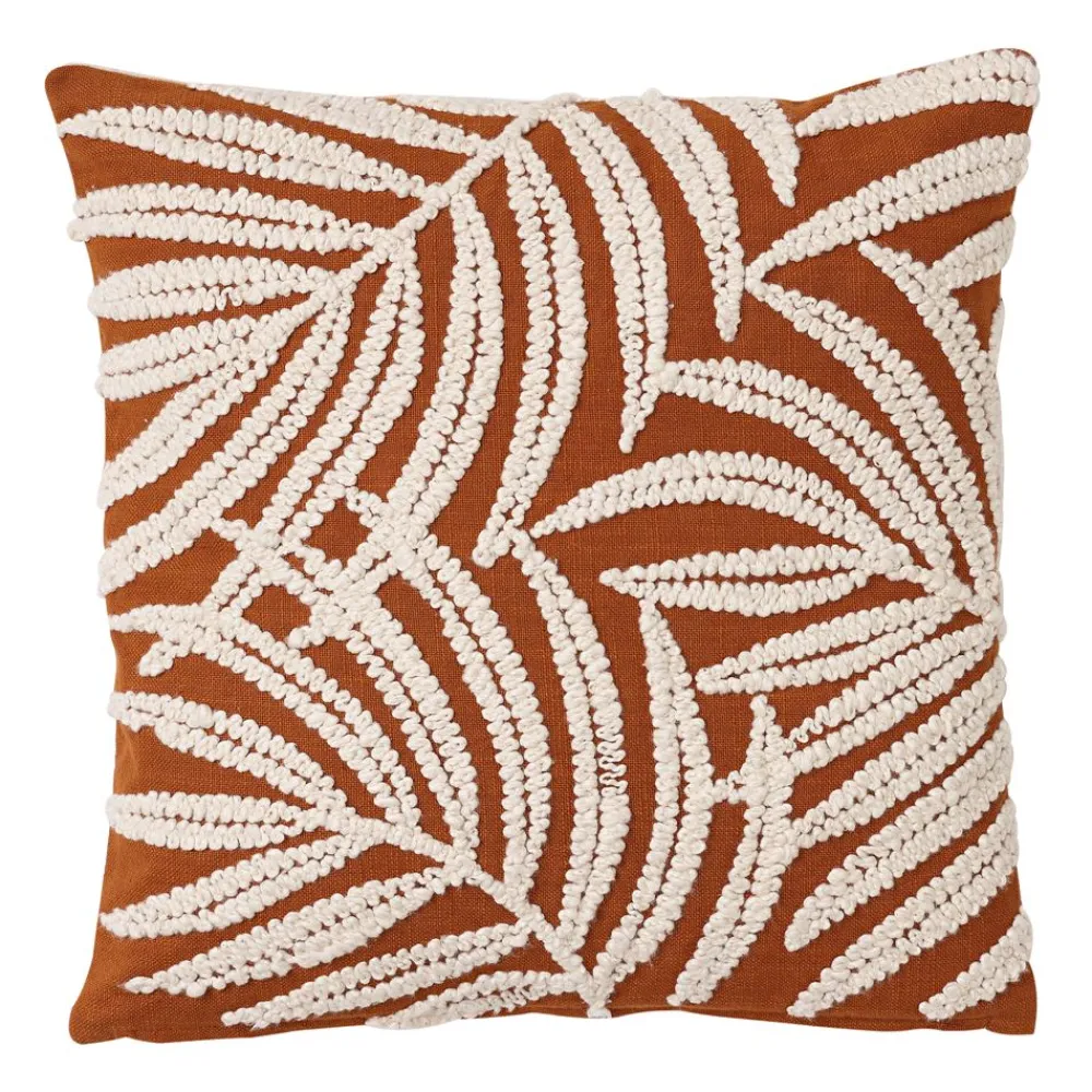 Becquet Housse coussin brodée motif feuilles< Rideau Et Déco Textile|Coussin, Housse De Coussin