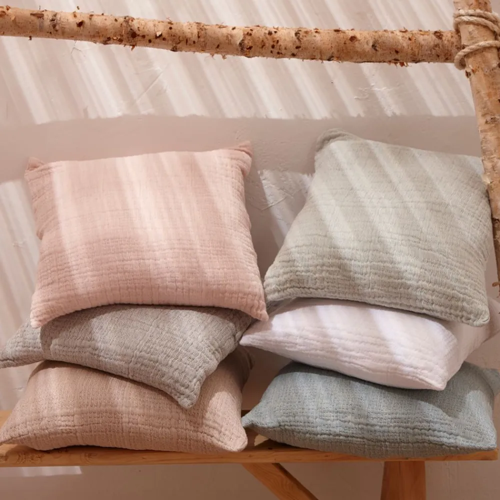 Becquet Housse de coussin en double gaze de coton< Rideau Et Déco Textile|Décoration Textile Unie
