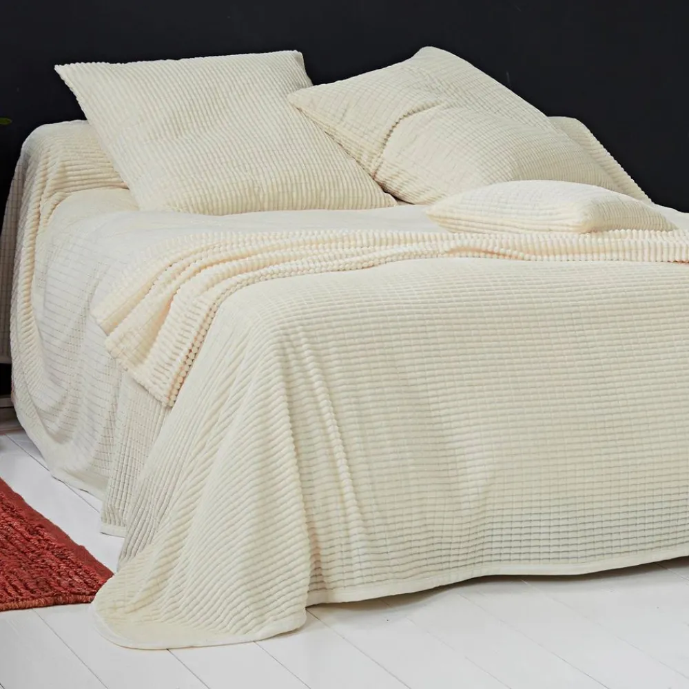 Becquet Housse de coussin et jeté de lit tufté velours - CRÉATION< Décoration Textile Unie|Plaid