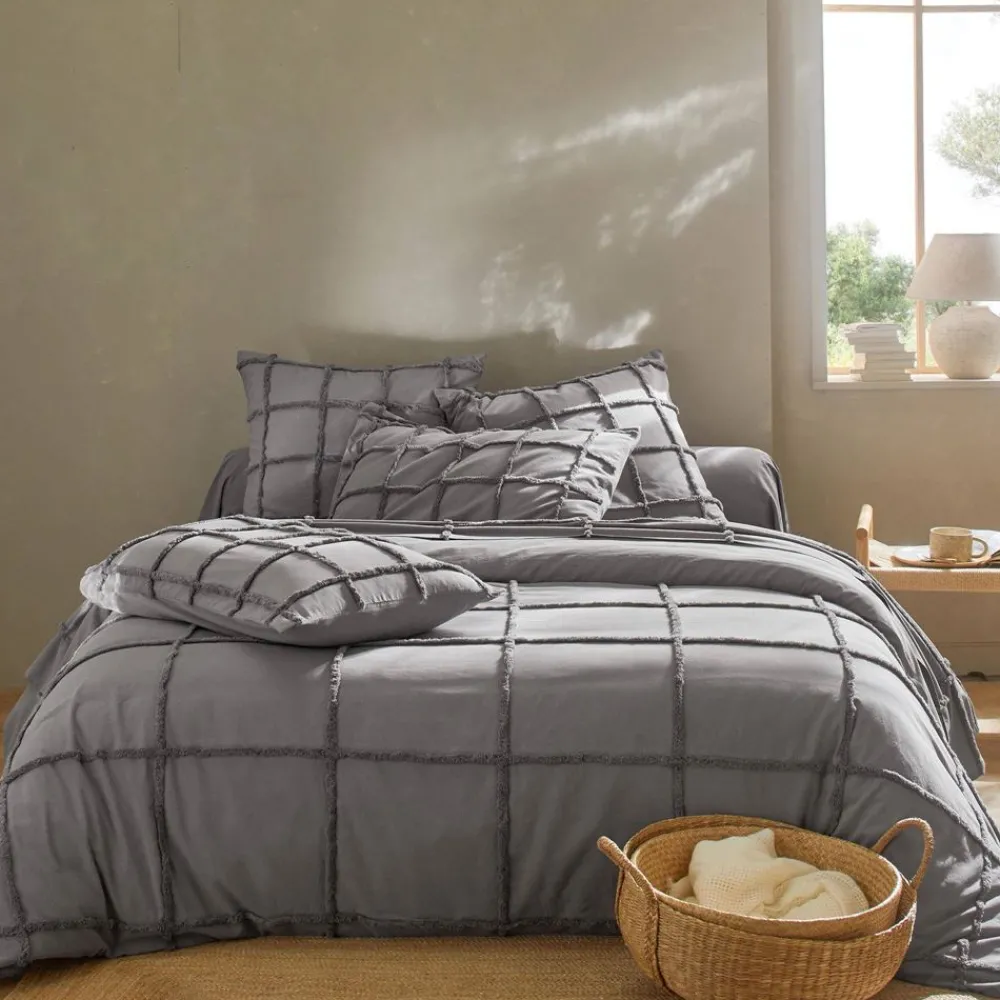 Becquet Linge de lit à carreaux tuftés - CRÉATION< Housse De Couette