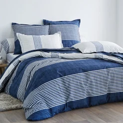 Becquet Linge de lit à rayures bleues et blanches - CRÉATION<Enfant Linge De Lit Ado, Housse De Couette|Les Matières