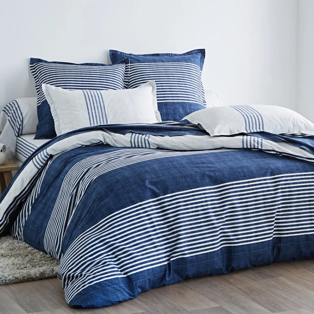 Becquet Linge de lit à rayures bleues et blanches - CRÉATION<Enfant Linge De Lit Ado, Housse De Couette|Les Matières