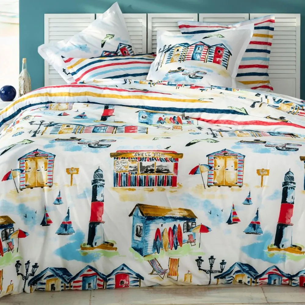 Becquet Linge de lit ambiance bord de mer - CRÉATION< Housse De Couette|Linge De Lit Fantaisie, Linge De Lit Brodé