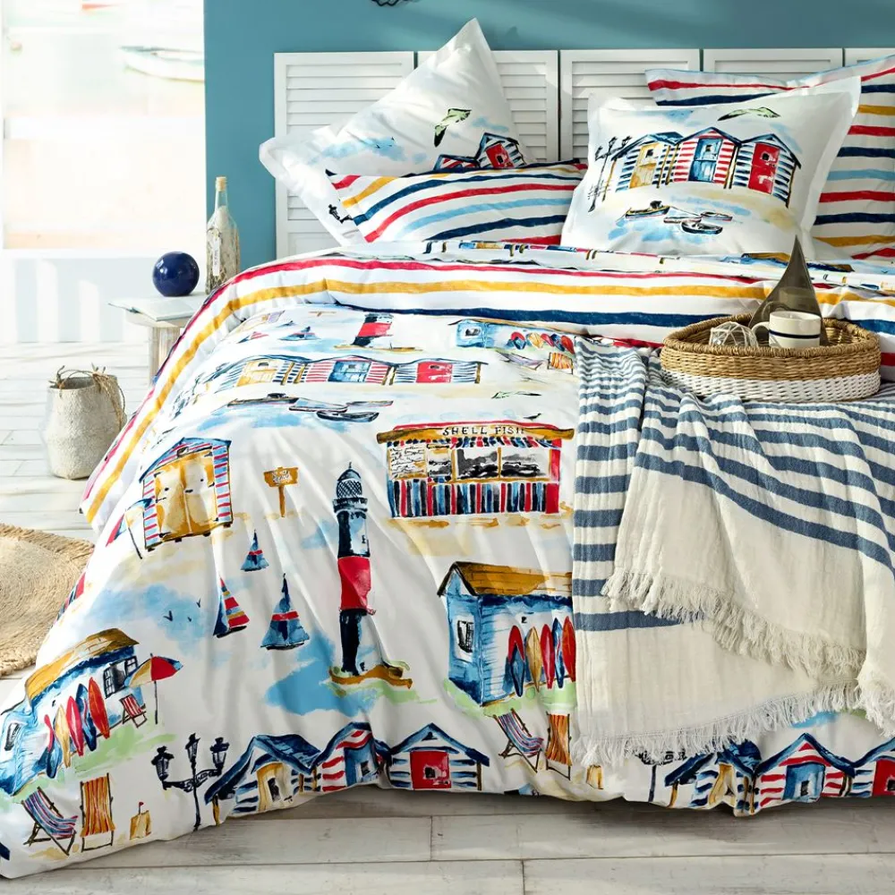 Becquet Linge de lit ambiance bord de mer - CRÉATION< Housse De Couette|Linge De Lit Fantaisie, Linge De Lit Brodé