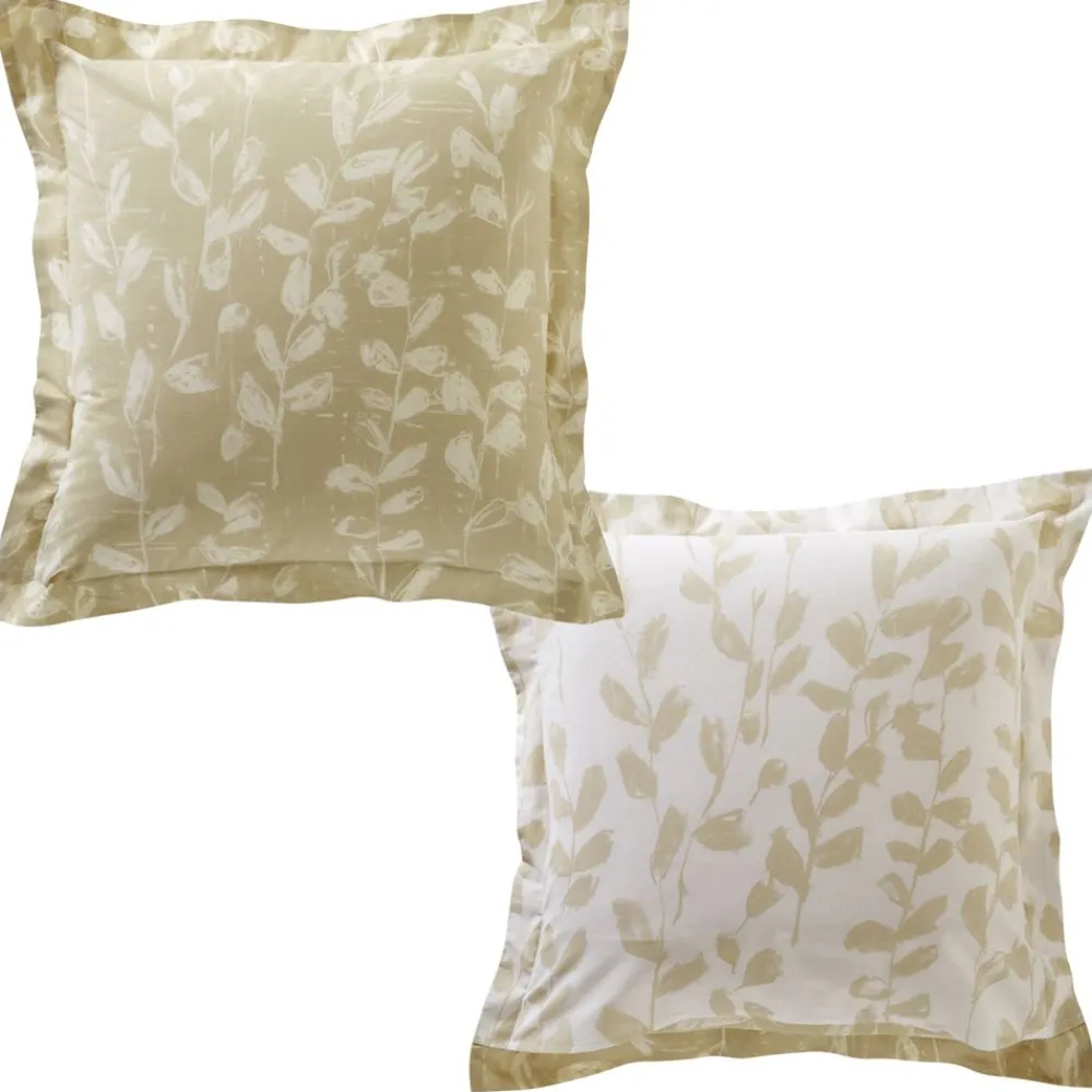 Becquet Linge de lit bicolore motif feuilles - CRÉATION< Les Matières|Housse De Couette