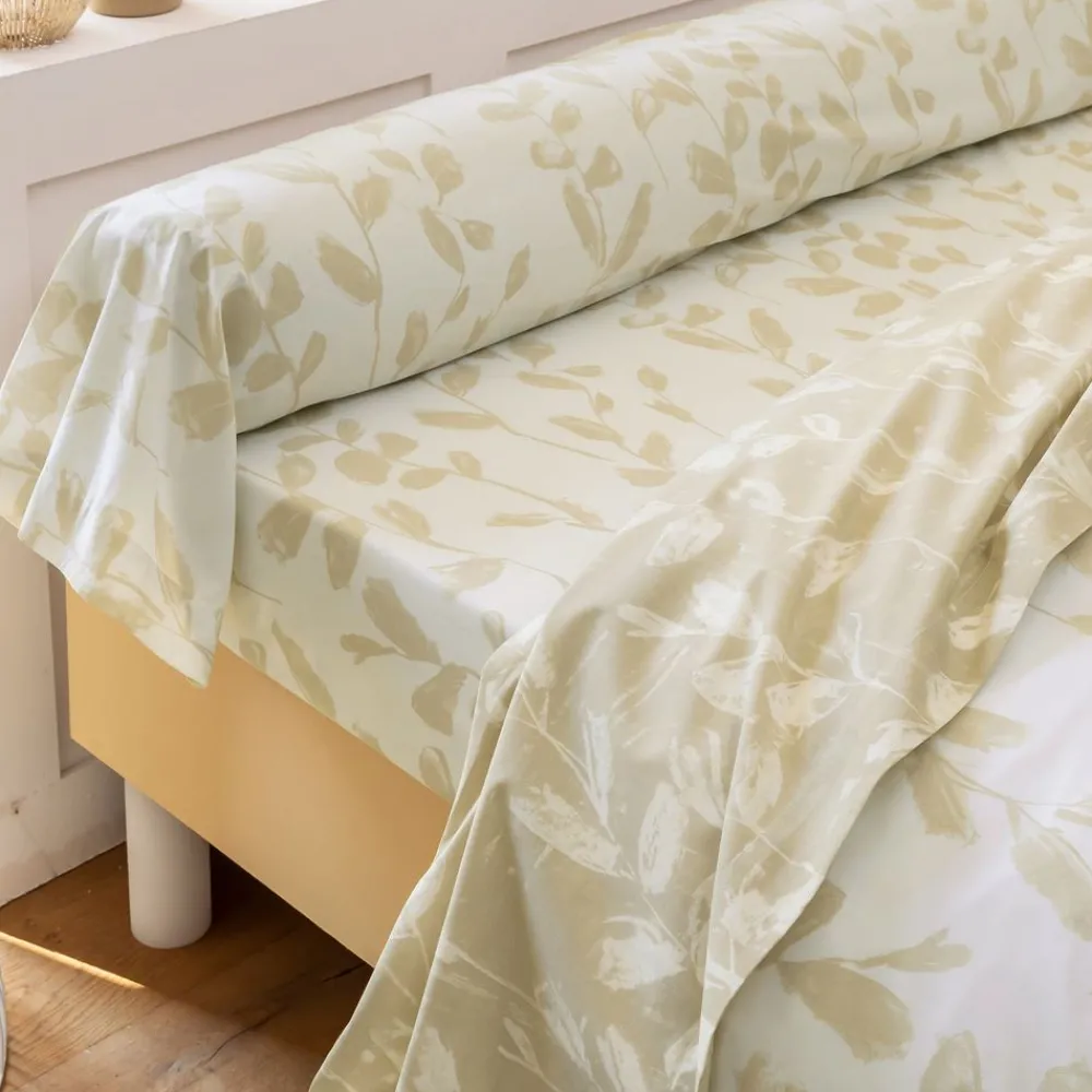 Becquet Linge de lit bicolore motif feuilles - CRÉATION< Les Matières|Housse De Couette
