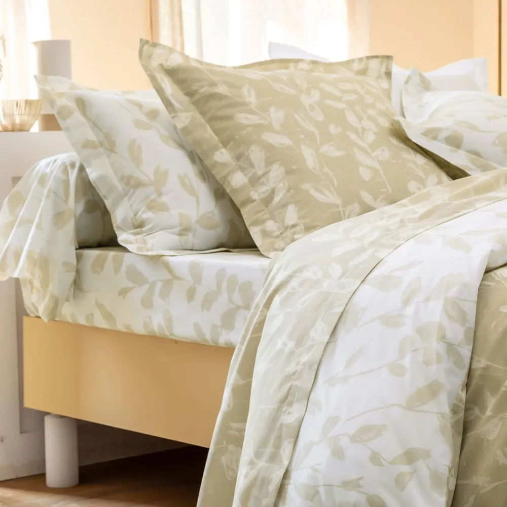 Becquet Linge de lit bicolore motif feuilles - CRÉATION< Les Matières|Housse De Couette