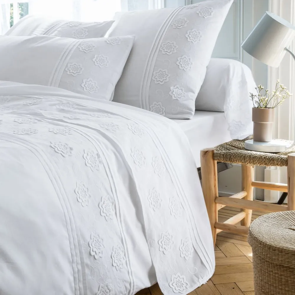Becquet Linge de lit brodé fleurs - CRÉATION< Housse De Couette