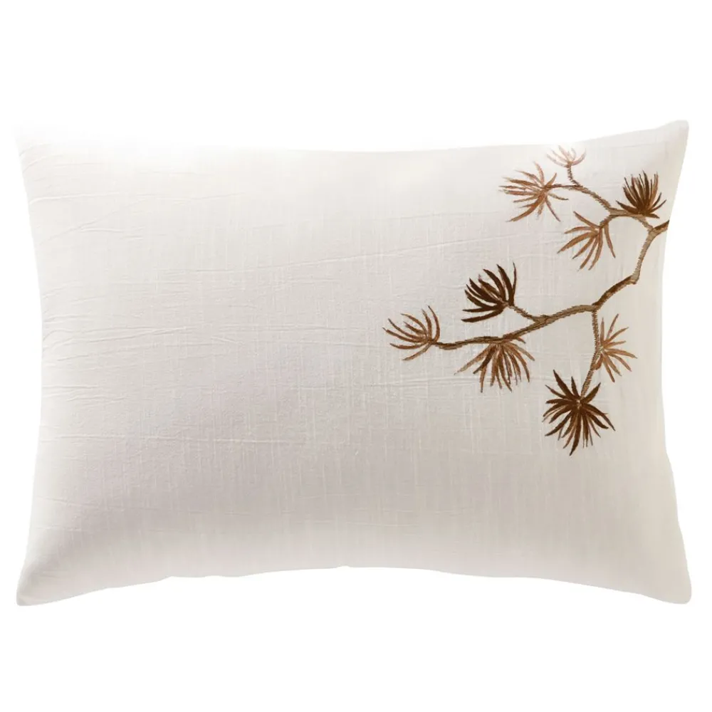 Becquet Linge de lit brodé motif feuillage japonisant - CRÉATION< Housse De Couette|Linge De Lit Fantaisie, Linge De Lit Brodé