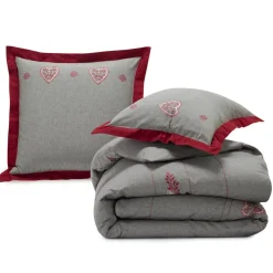 Becquet Linge de lit broderie coeurs, feuilles et flocons - CRÉATION< Housse De Couette|Linge De Lit Fantaisie, Linge De Lit Brodé