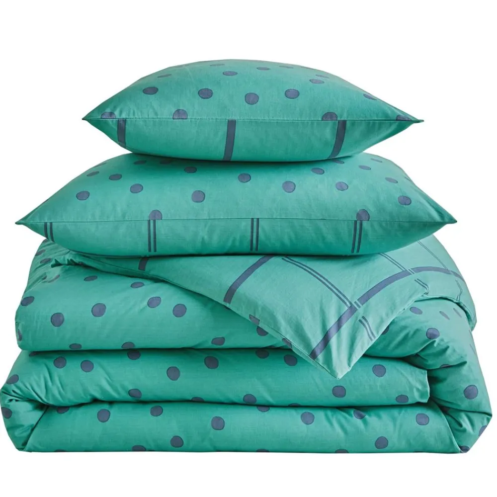 Becquet Linge de lit coton lavé pois et carreaux - CRÉATION< Housse De Couette