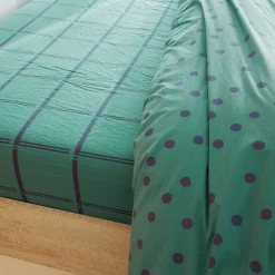 Becquet Linge de lit coton lavé pois et carreaux - CRÉATION< Housse De Couette