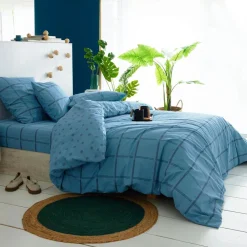 Becquet Linge de lit coton lavé pois et carreaux - CRÉATION< Housse De Couette