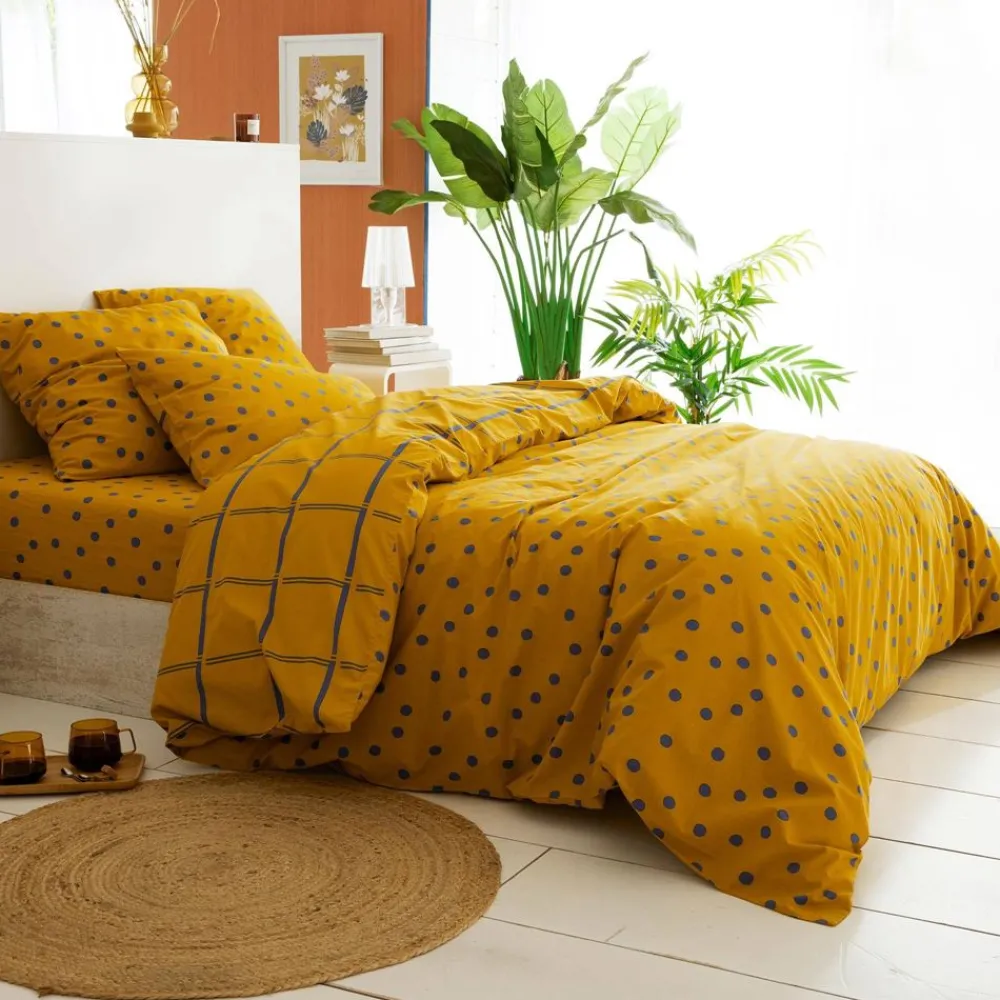Becquet Linge de lit coton lavé pois et carreaux - CRÉATION< Housse De Couette