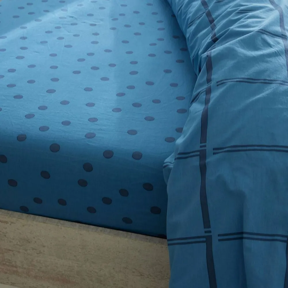 Becquet Linge de lit coton lavé pois et carreaux - CRÉATION< Housse De Couette