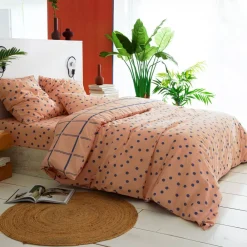 Becquet Linge de lit coton lavé pois et carreaux - CRÉATION< Housse De Couette