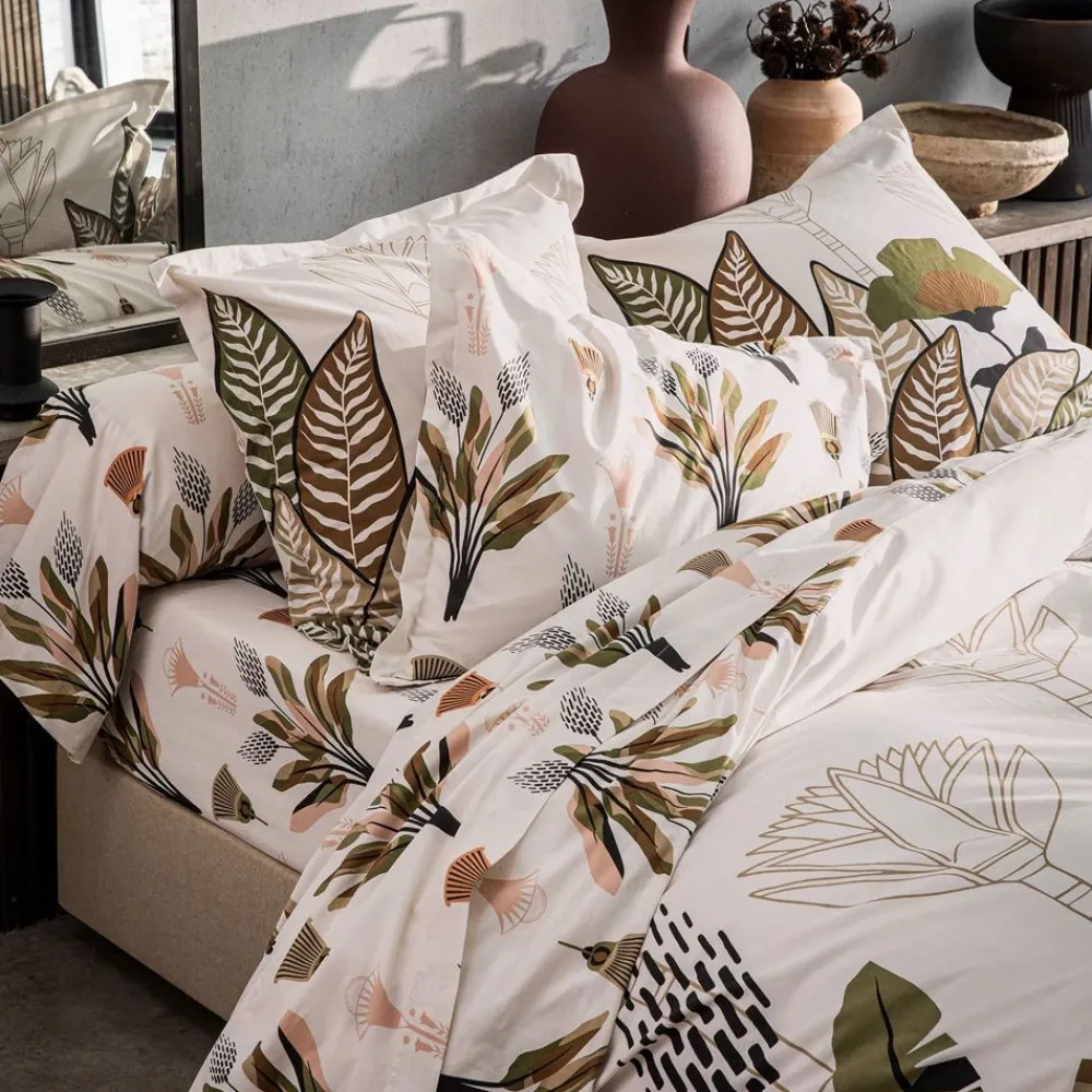 Becquet Linge de lit décor végétal tropical - CRÉATION< Housse De Couette|Linge De Lit Fantaisie, Linge De Lit Brodé