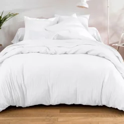 Becquet Linge de lit en double gaze de coton unie - Taie personnalisable< Les Matières