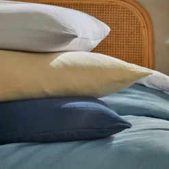 Becquet Linge de lit en double gaze de coton unie - Taie personnalisable< Les Matières
