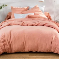 Becquet Linge de lit en double gaze de coton unie - Taie personnalisable< Les Matières