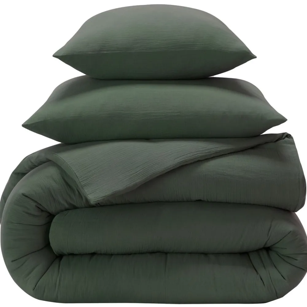 Becquet Linge de lit en double gaze de coton unie - Taie personnalisable< Housse De Couette|Linge De Lit Uni