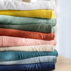 Becquet Linge de lit en double gaze de coton unie - Taie personnalisable< Housse De Couette|Linge De Lit Uni