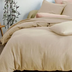 Becquet Linge de lit en double gaze de coton unie - Taie personnalisable< Housse De Couette|Linge De Lit Uni