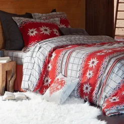 Becquet Linge de lit en flanelle motif fleurs d'edelweiss - CRÉATION< Les Matières|Housse De Couette