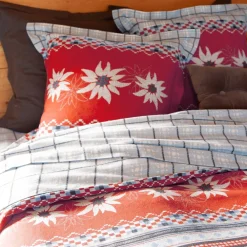 Becquet Linge de lit en flanelle motif fleurs d'edelweiss - CRÉATION< Les Matières|Housse De Couette