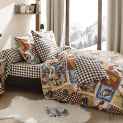 Becquet Linge de lit en flanelle patchwork motif animaux de la forêt - CRÉATION<Enfant Linge De Lit Ado, Housse De Couette|Housse De Couette